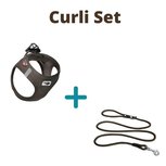 Curli set tuigje L & lijn M bruin Curli set tuigje L & lijn M bruin